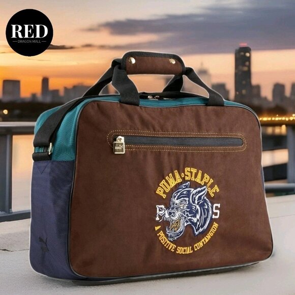 PUMA x STAPLE Messenger Bag Vintage Varsity Embroidered Duffel School Travel - Picture 1 of 11